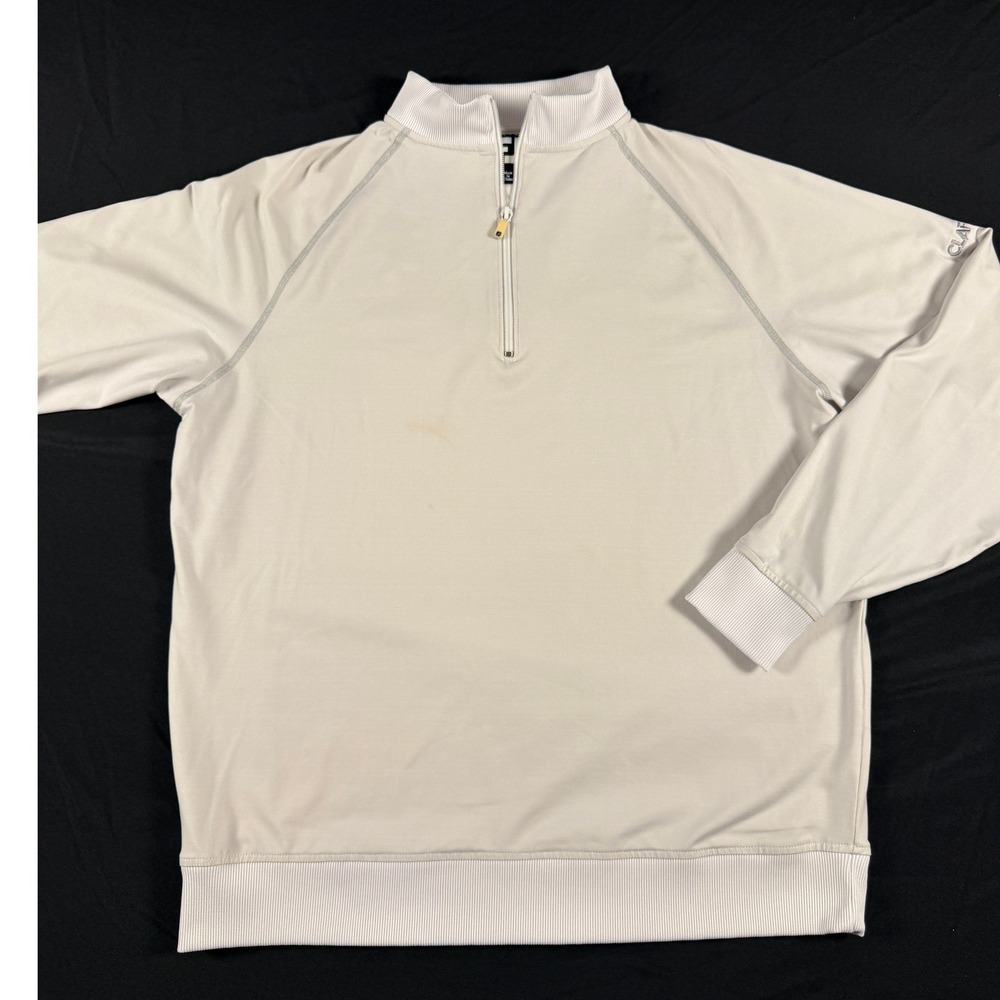FootJoy Mens Quarter Zip Pullover White Claflin Embroidered Size L